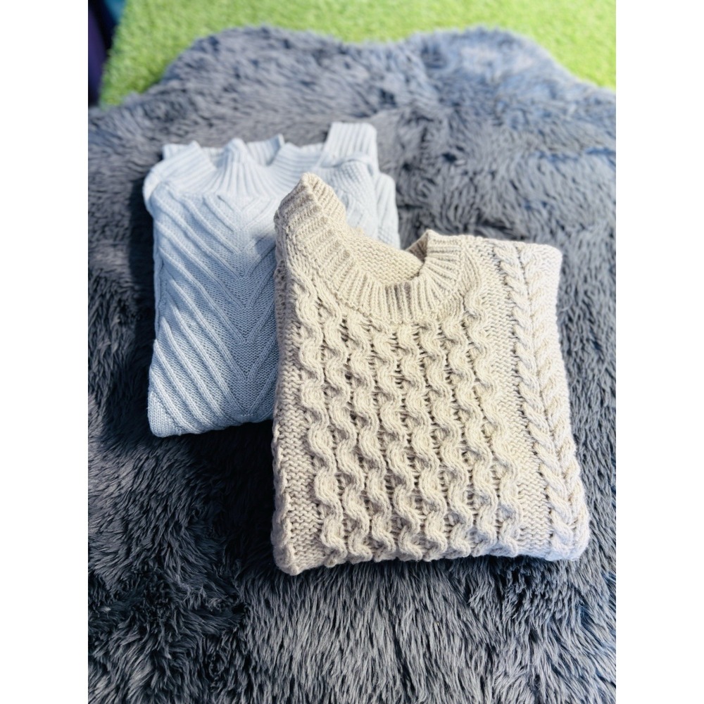 LOT of 2 Shein Brand Women's Sweaters - Size XL- Beige Gray -‎ Cold Shoulder